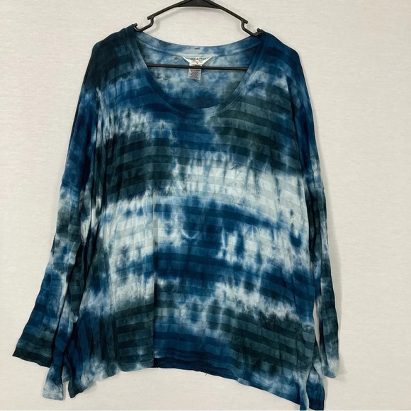 Hard Tail Blue Tie Dye Stretch Ultra Soft Relaxed Fit Top Small - Picture 1 of 10